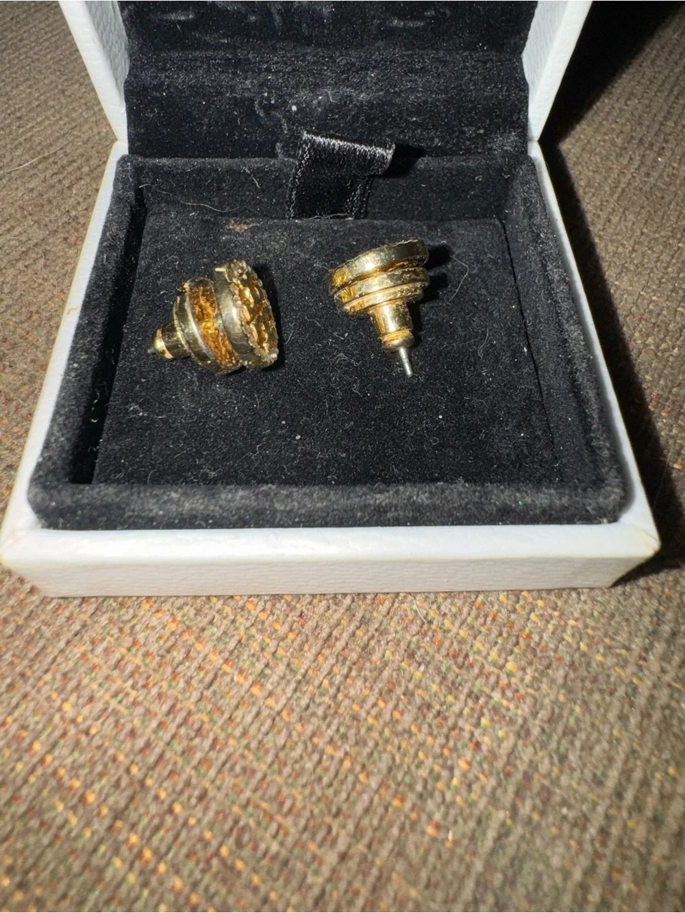 Tory Burch Gold Tone Round Logo-Style CZ Stud Earrings - Gold New without tags